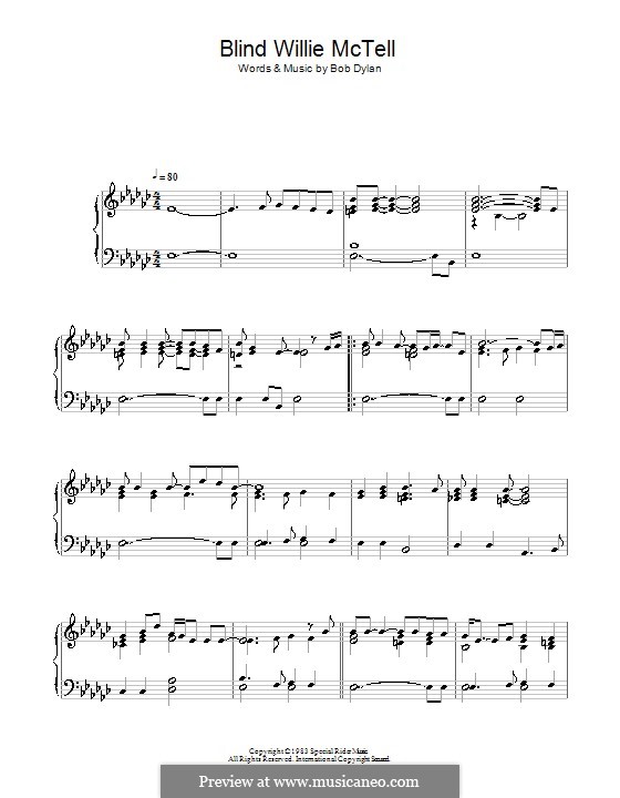 Blind Willie McTell: Für Klavier by Bob Dylan