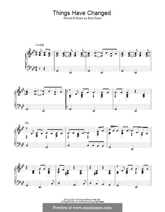 Things Have Changed: Für Klavier by Bob Dylan
