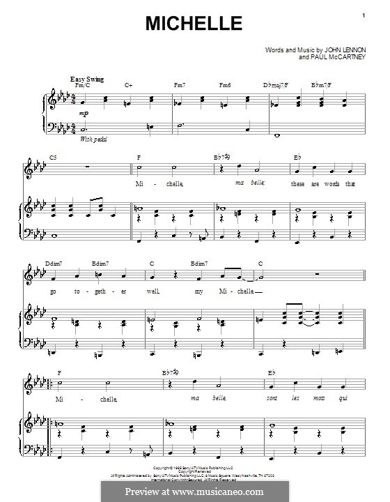 Michelle (The Beatles): Für Stimme und Klavier by John Lennon, Paul McCartney