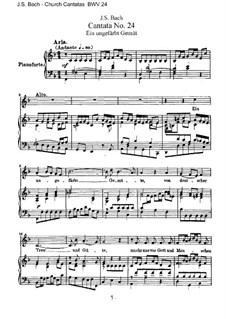 Ein ungefärbt Gemüte, BWV 24: Bearbeitung für Stimmen und Klavier by Johann Sebastian Bach