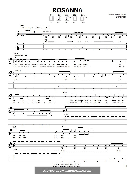 Rosanna (Toto): Für Gitarre mit Tabulatur by David Paich