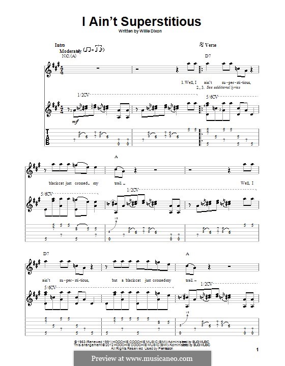 I Ain't Superstitious: Für Gitarre by Willie Dixon