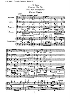Freue dich, erlöste Schar, BWV 30: Bearbeitung für Stimmen und Klavier by Johann Sebastian Bach