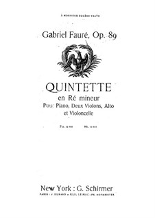 Klavierquintett Nr.1 in d-Moll, Op.89: Bratschenstimme by Gabriel Fauré
