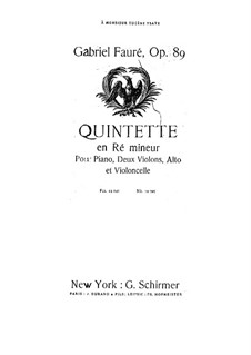 Klavierquintett Nr.1 in d-Moll, Op.89: Cellostimme by Gabriel Fauré