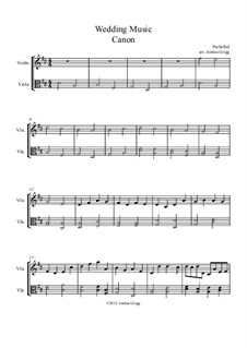 Two instrument version: For violin and viola by Johann Pachelbel