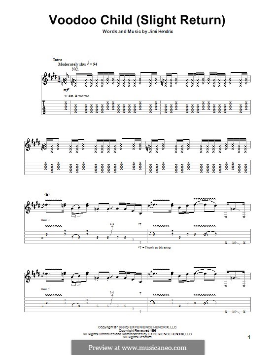 Voodoo Child (Slight Return): Für Gitarre mit Tab by Jimi Hendrix