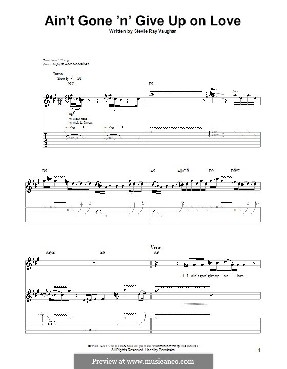 Ain't Gone 'n' Give Up on Love: Für Gitarre mit Tabulatur by Stevie Ray Vaughan