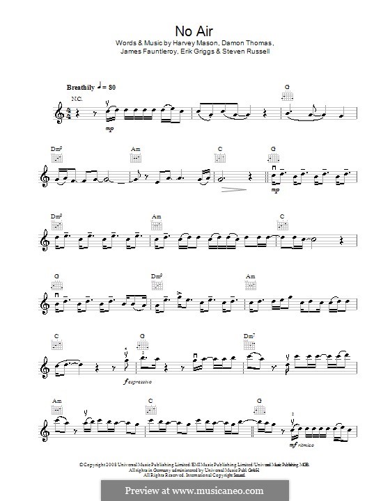 No Air (Jordin Sparks duet with Chris Brown): Für Violine by Damon E. Thomas, Erik Griggs, Harvey Mason Jr., James Fauntleroy II, Steven Russell