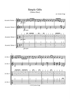 Simple Gifts: For guitar duet by Joseph Brackett