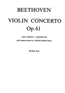 Konzert für Violine und Orchester in D-Dur, Op.61: Version für Violine und Klavier by Ludwig van Beethoven