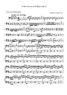 Konzert für Violine und Orchester in D-Dur, Op.61: Cello- und Kontrabassstimme by Ludwig van Beethoven
