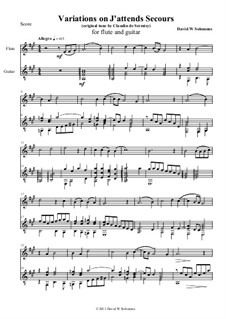 A Little ABC of the Renaissance: No.4 J'attends Secours, for flute and guitar by Claudin de Sermisy, Claude Gervaise, Unknown (works before 1850), David W Solomons, Gabriel Bataille