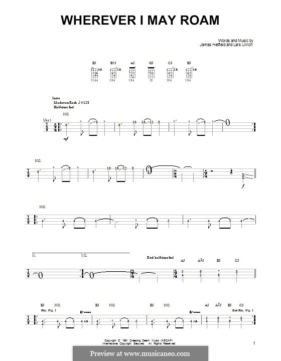 Wherever I May Roam (Metallica): Für Ukulele by James Hetfield, Lars Ulrich