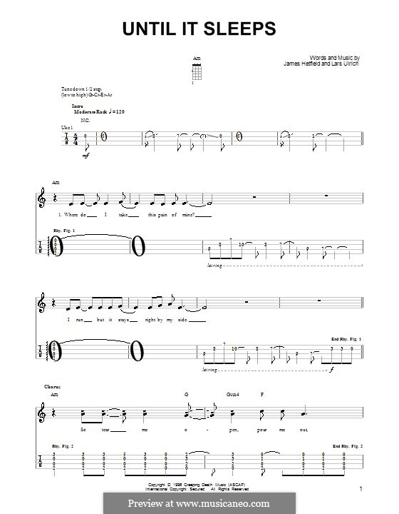 Until It Sleeps (Metallica): Für Ukulele by James Hetfield, Lars Ulrich
