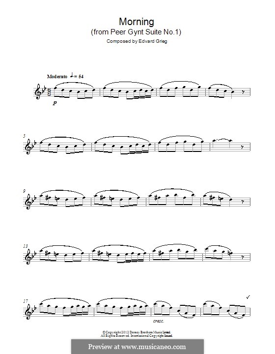 Suite Nr.1. Morgenstimmung, Op.46 No.1: Für Altsaxophon by Edvard Grieg