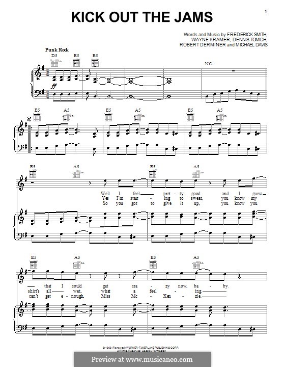 Kick Out the Jams: Für Stimme und Klavier (oder Gitarre) by Dennis Thompson, Frederick Smith, Michael Davis, Rob Tyner, Wayne Kramer