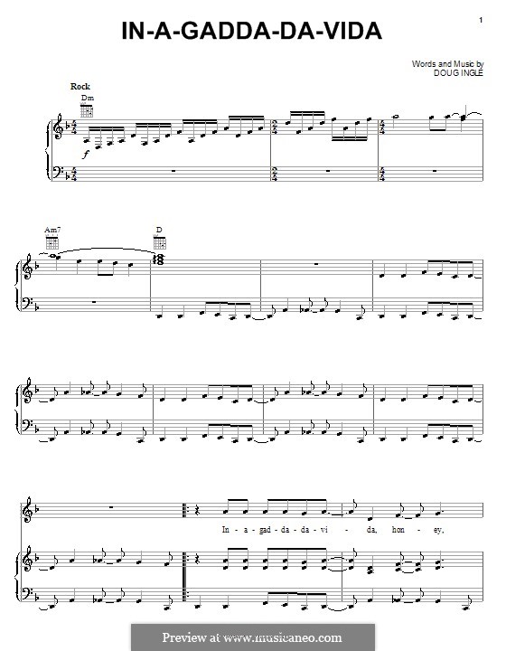 In-A-Gadda-Da-Vida (Iron Butterfly): Für Stimme und Klavier (oder Gitarre) by Doug Ingle
