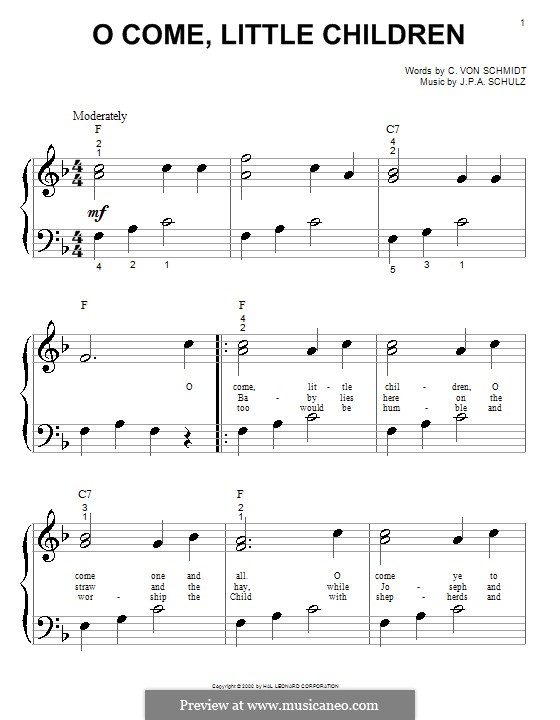 O Come, Little Children: Für Klavier by Johann Abraham Schulz
