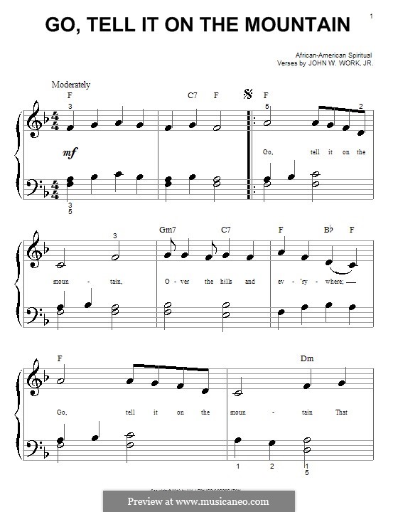 Go, Tell it on the Mountain (Printable Scores): Für Klavier by folklore