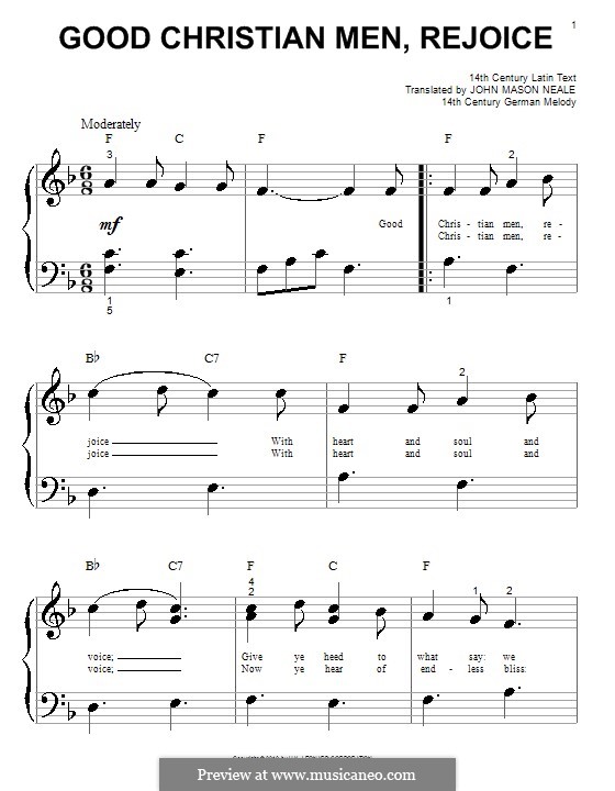 Good Christian Men, Rejoice: Für Klavier by folklore