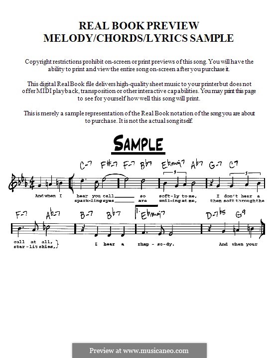 It's You or No One (from Romance On The High Seas): Lead sheet – instrument in C by Jule Styne