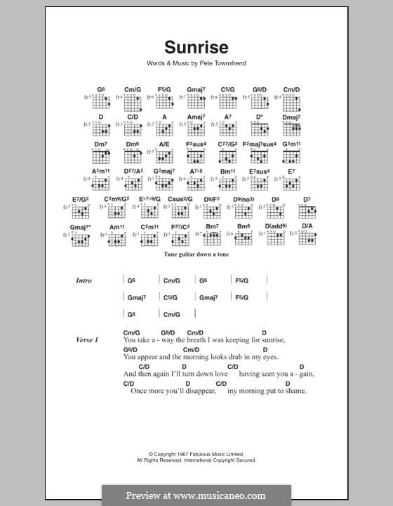 Sunrise (The Who): Lead sheet by Peter Townshend
