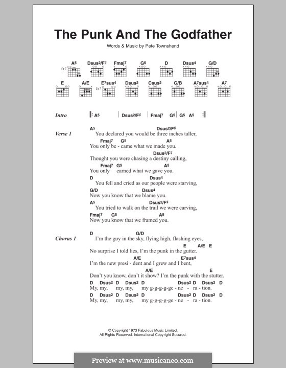 The Punk and The Godfather (The Who): Lead sheet by Peter Townshend