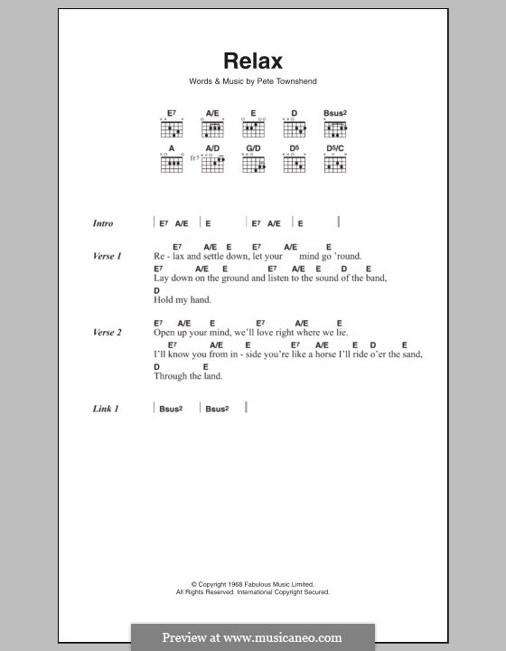 Relax (The Who): Lead sheet by Peter Townshend