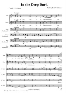 In the Deep Dark of the Night for 2 voices and four trombones: In the Deep Dark of the Night for 2 voices and four trombones by David W Solomons