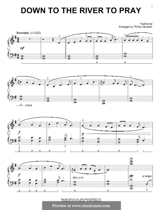 Down to the River to Pray: Für Klavier by folklore