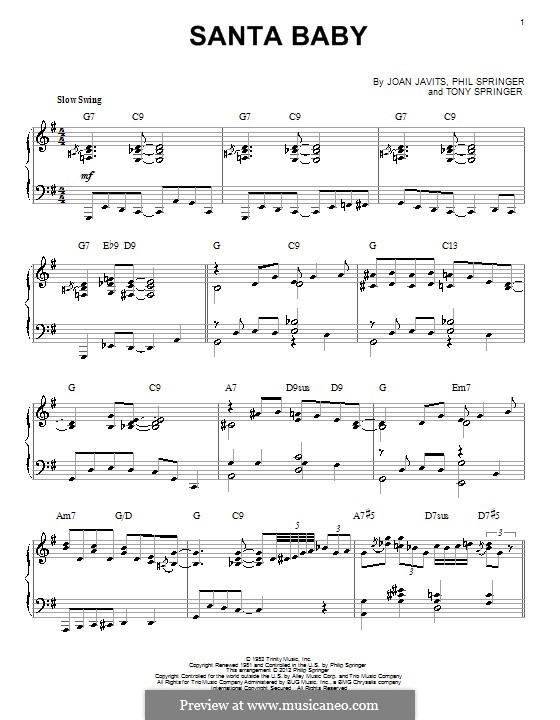 Piano version: Jazz version by Joan Javits, Philip Springer, Tony Springer