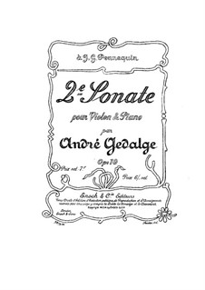 Sonate für Violine und Klavier Nr.2 in a-Moll, Op.19: Partitur by André Gedalge