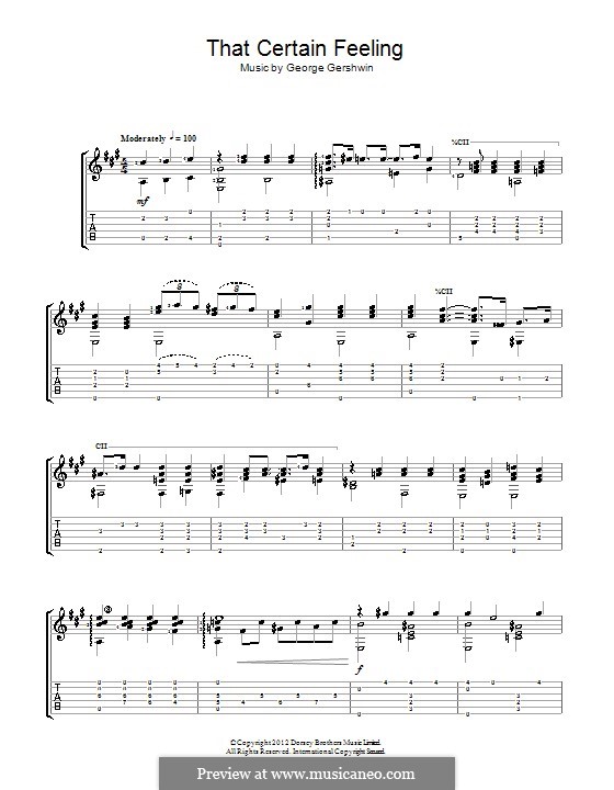 That Certain Feeling: For guitar with tab (Jerry Willard) by George Gershwin