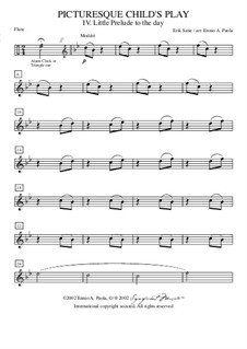 Enfantillages pittoresques (Picturesque Child's Play): No.1 Petit prélude à la journée – flute part by Erik Satie