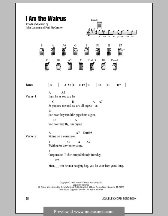 I am the Walrus (The Beatles): Für Ukulele by John Lennon, Paul McCartney