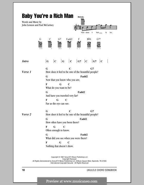 Baby You're a Rich Man (The Beatles): Für Ukulele by John Lennon, Paul McCartney