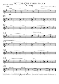 Enfantillages pittoresques (Picturesque Child's Play): No.2 Berceuse – alto saxophones I, II in Bb part by Erik Satie