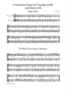 Eight Chrismas Duos or Trios: Duos for trumpet and horn in Eb by Felix Mendelssohn-Bartholdy, Franz Xaver Gruber, Lewis Henry Redner, James Lord Pierpont, Unknown (works before 1850)