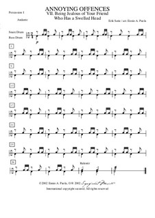 Peccadilles importunes: No.1 Etre jaloux de son camarade qui a une grosse tête – percussion by Erik Satie