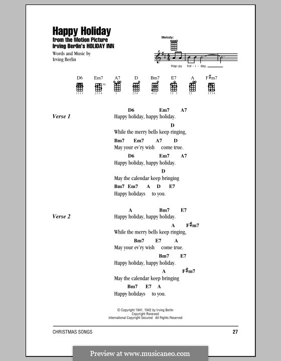 Happy Holiday: Für Ukulele by Irving Berlin