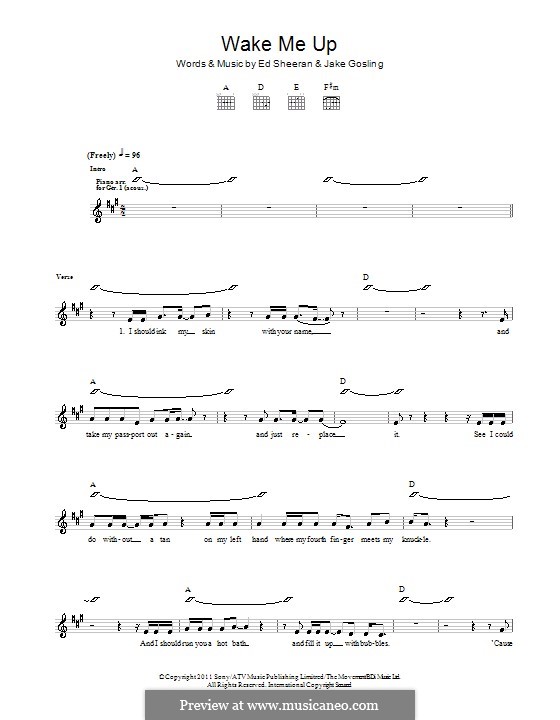 Wake Me Up: Für Gitarre mit Tab by Ed Sheeran, Jake Gosling