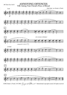 Peccadilles importunes: No.2 Lui manger sa tartine – tenor saxophone I, II in Bb by Erik Satie