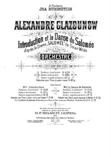 Einführung und Tanz der Salome, Op.90: Für Klavier, vierhändig by Alexander Glazunov