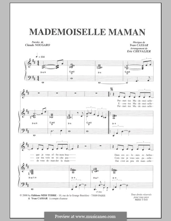 Mademoiselle Maman: Für Stimme und Klavier by Yvan Cassar