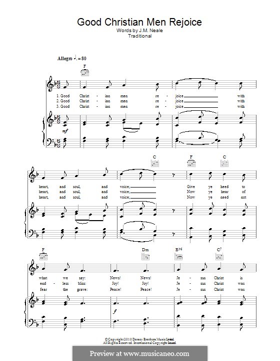 Good Christian Men, Rejoice: Für Stimme und Klavier (oder Gitarre) by folklore