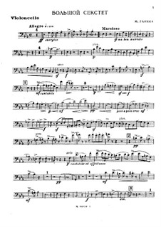 Grosser Sextett in Es-Dur: Cellostimme by Michail Glinka