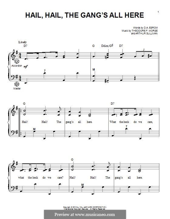 Hail! Hail! The Gang's All Here!: Für Akkordeon by Arthur Sullivan, Theodore F. Morse