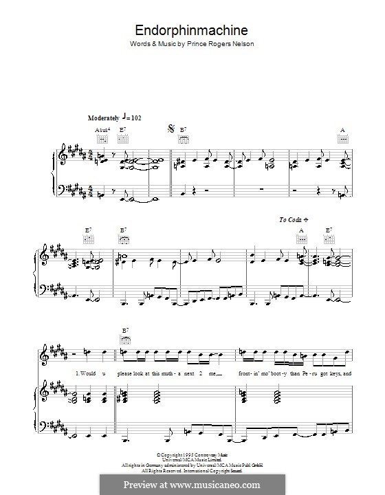 Endorphinmachine: Für Stimme und Klavier (oder Gitarre) by Prince