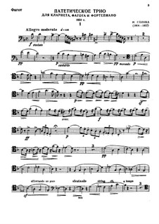 Pathetisches Trio in d-Moll: Für Klarinette, Fagott und Klavier – Fagottstimme by Michail Glinka